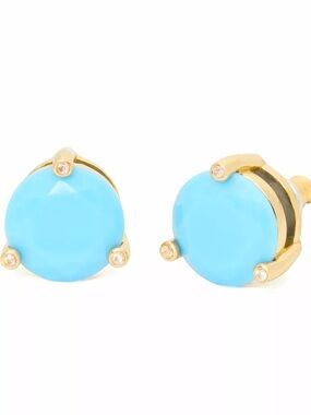 Kate Spade Rise & Shine Stud Earrings Gold Turquoise Blue large size 0.43